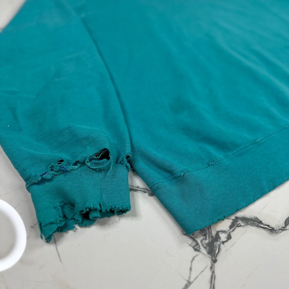 VINTAGE 90s CHAMPION CREW NECK SWEATSHIRT SZ XL TEAL BLUE THRASHED/FADED - Picture 11 of 12